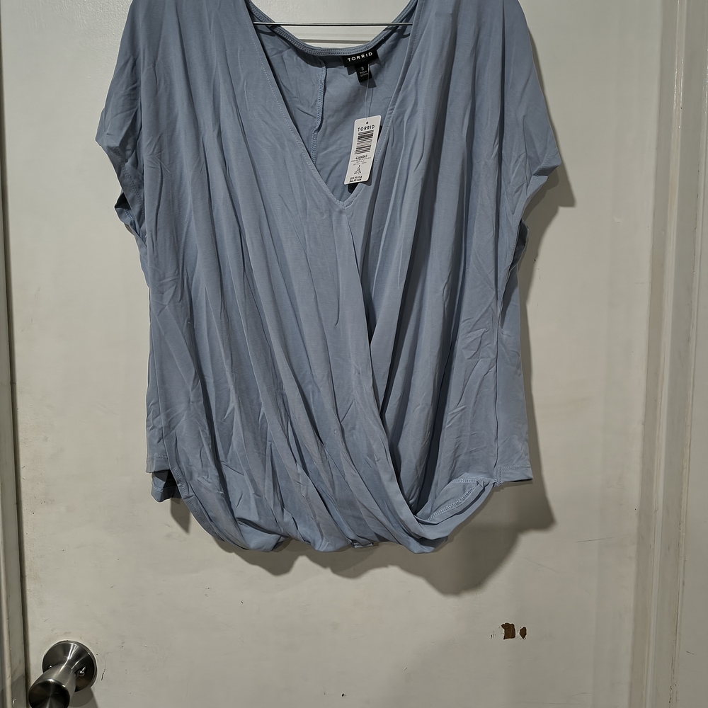 Elegant Blue V-Neck Women's Top